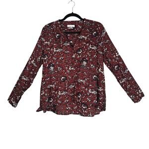 Isabel Marant Etoile Shirt Womens Medium Burgundy Floral Cotton Boho 17P046E